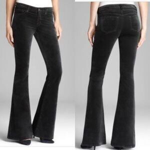 Women J Brand Martini Black Velvet Flared Jeans 26